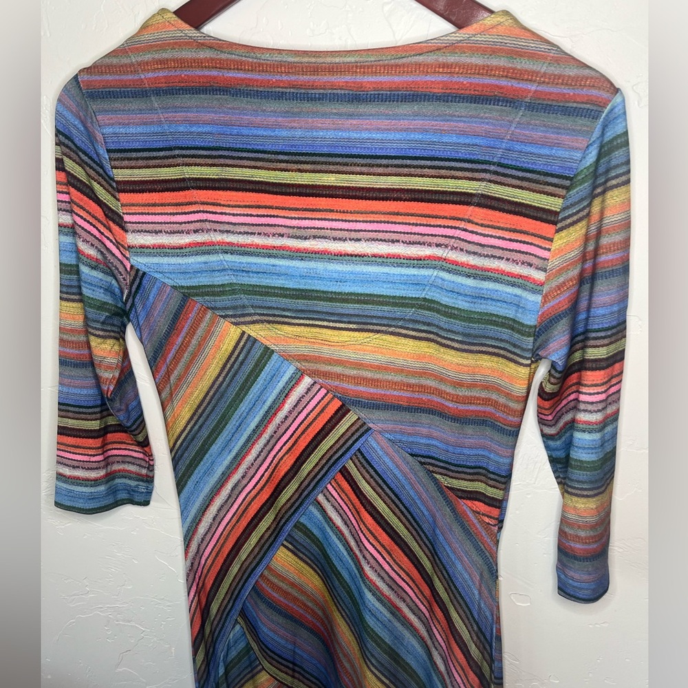 Peruvian Connection Sonora Sunrise Striped 3/4 Sleeve Maxi Dress Small - Picture 10 of 11